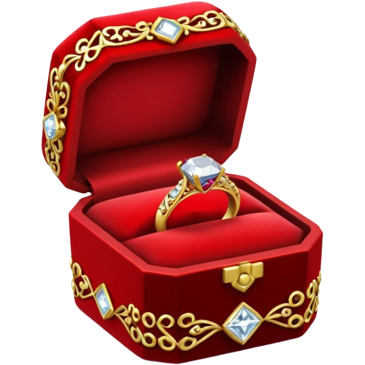 diamond ring in a red box with a black backing emoji