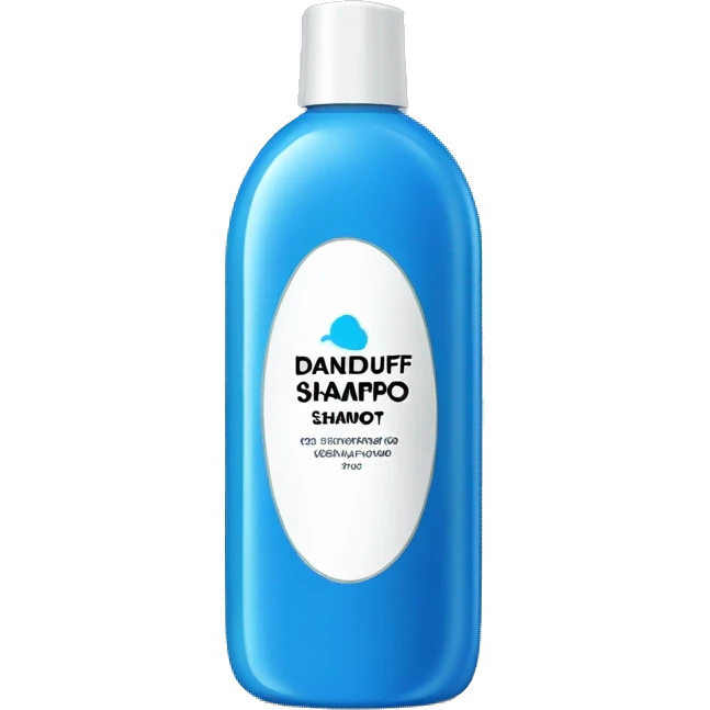 Blue Shampoo with a label that says Dandruff emoji