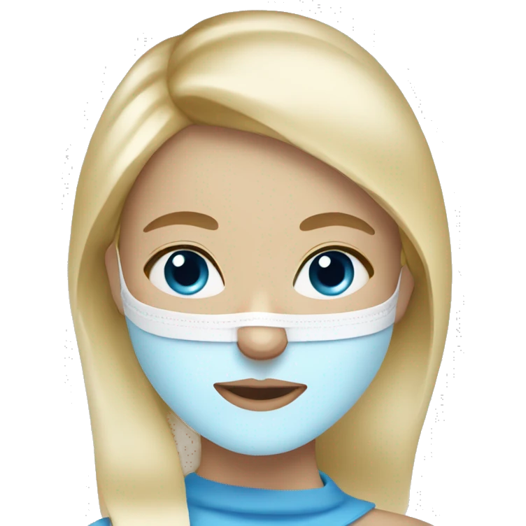 Blonde girl blue eyes with skincare mask on emoji