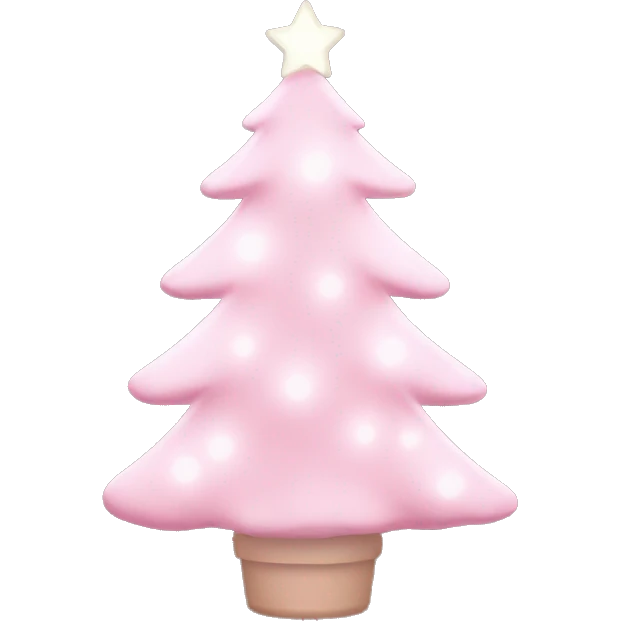 Pastel Pink Christmas tree with pink lights and white ornaments  emoji