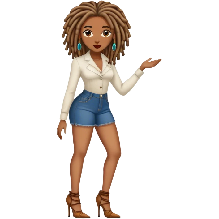 Black woman with locs with heels emoji