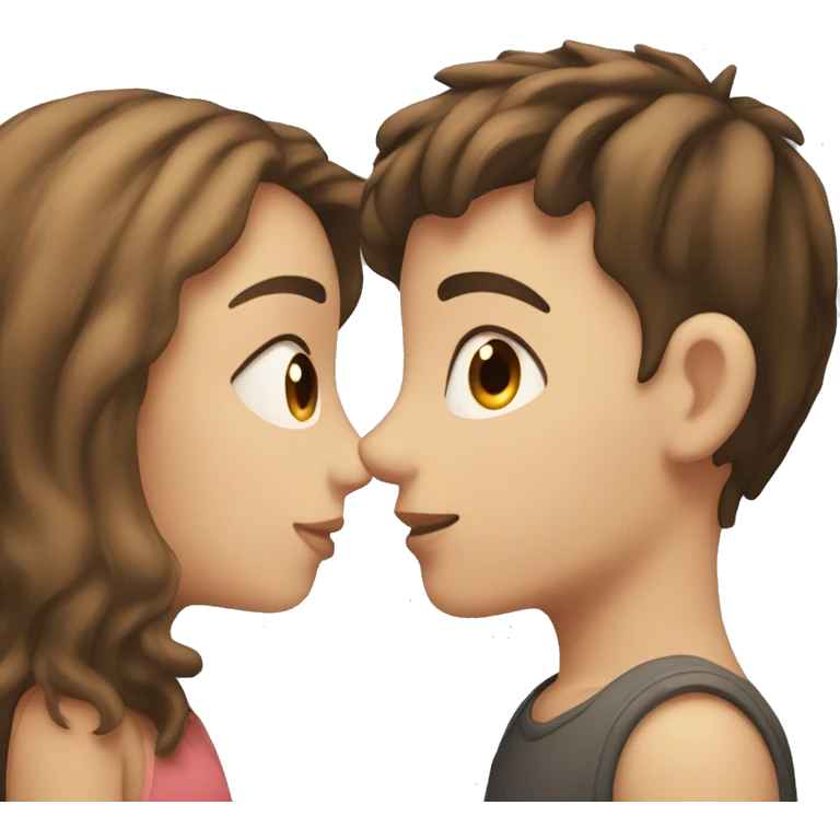 a boy with fair skin and dark hair kisses a girl with fair skin and light brown hair emoji