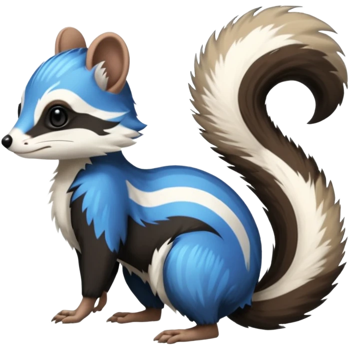 Black/White/Blue Skunk-Vernid-Trico-Furret-Numbat-animal-fusion (full body) emoji