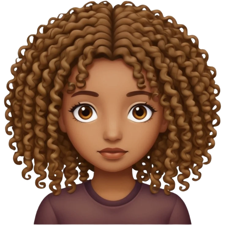 Brown skin girl with curly roots straight ends emoji