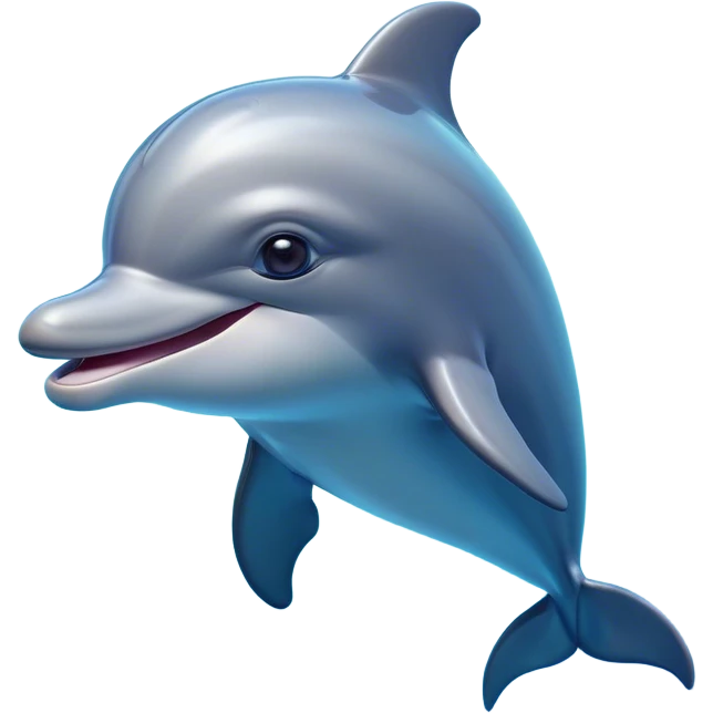 Cinematic Comical Bottlenose Dolphin Portrait Emoji, Head tilted dramatically with an exaggeratedly amused expression, featuring a sleek, shiny glossy body with wide, comically expressive eyes full of playful disbelief and a quirky, animated dorsal fin, Simplified yet hilariously expressive features, highly detailed, glowing with a slightly sassy aquatic glow, high shine, dramatic yet playful, stylized with an air of cheeky marine mischief, soft glowing outline, capturing the essence of a meme-worthy dolphin that looks ready to side-eye its way into viral fame! emoji