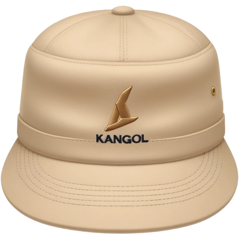 Beige Kangol hat with the Kangol brand logo clearly visible, isolated object, iOS emoji style, light beige color emoji