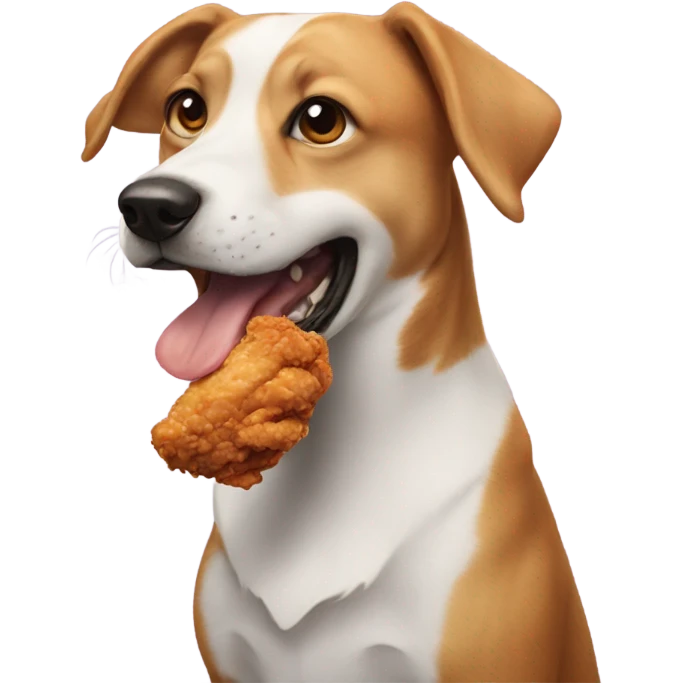 Dog eating fried chicken emoji
