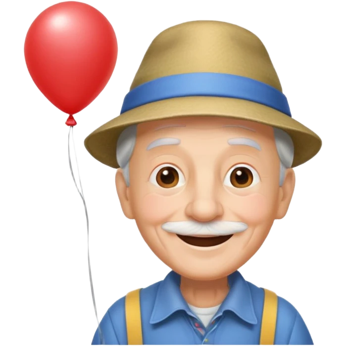 Grandpa floating with balloon emoji
