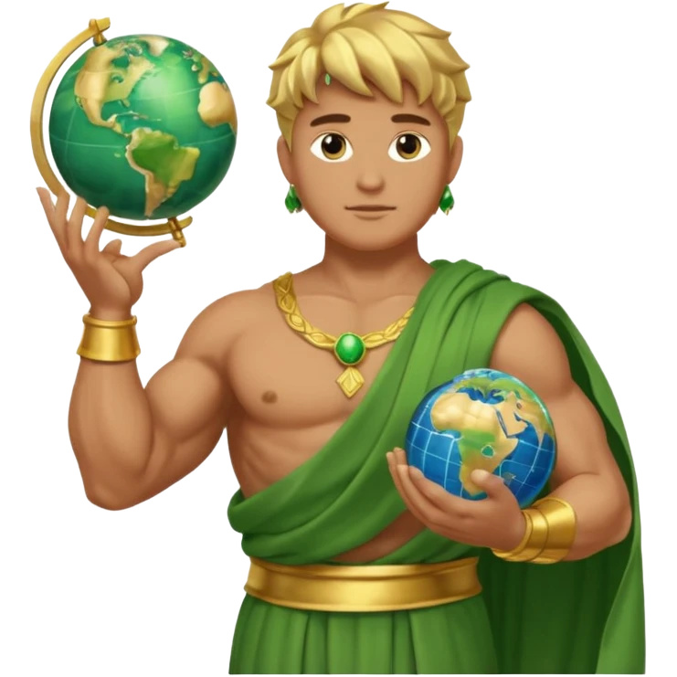 God of earth give a globe in his hand  across his body  give me more than half body  emoji