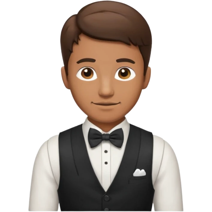 a bartender man with bow tie and vest, having brown hair















 emoji