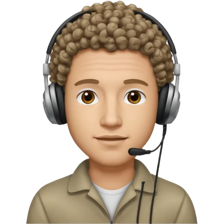 curly hair man wearing headphones no microphone emoji