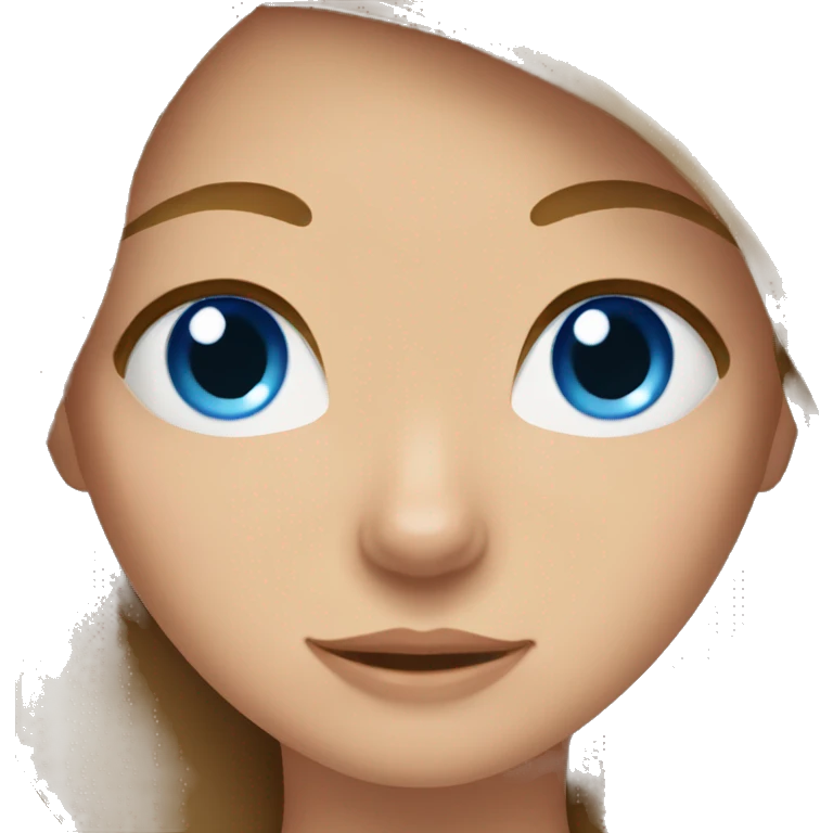 Girl with blue eyes and brown hair with golden cat emoji