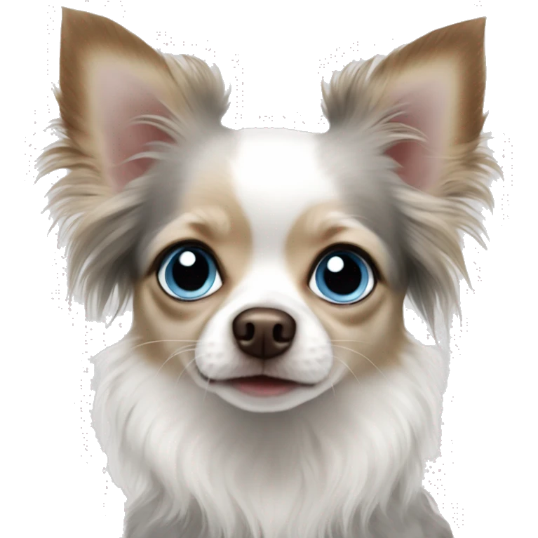 chihuahua longhair Merle baby blue eyes emoji