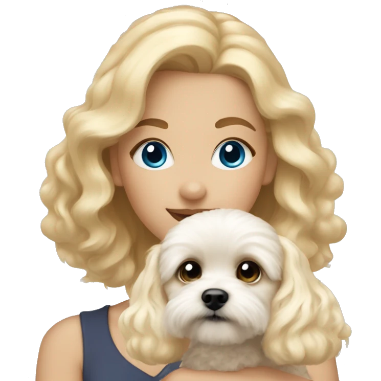 Blonde girl with blue eyes and blonde maltipoo emoji