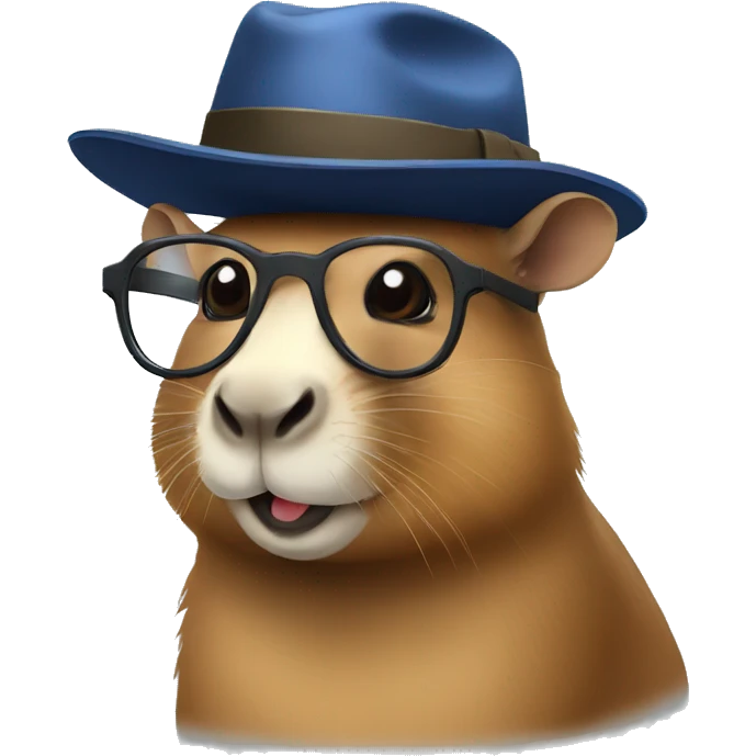 A capybara with a hat and glasses emoji