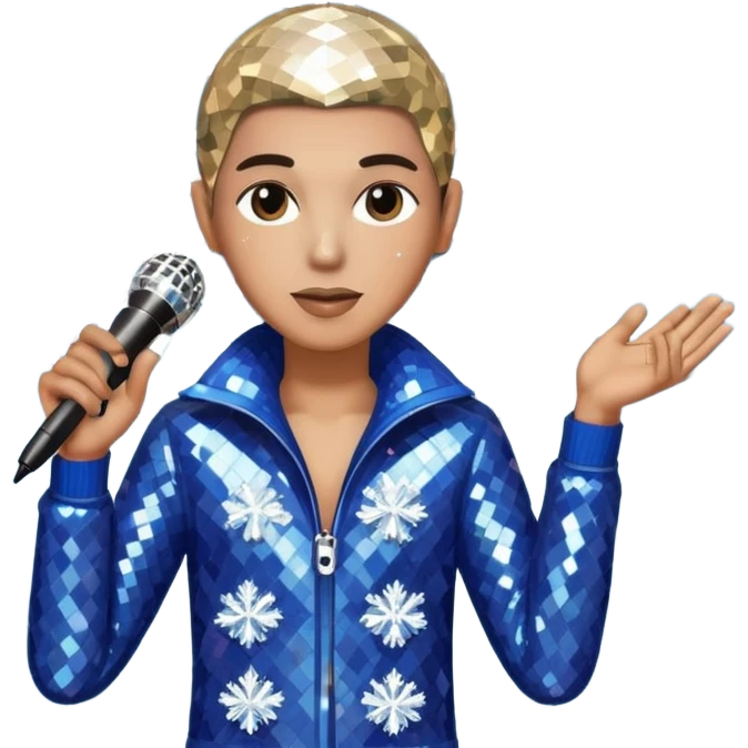 I want these emojis 💎🎤🪩❄️ in one frame with the number 17 emoji