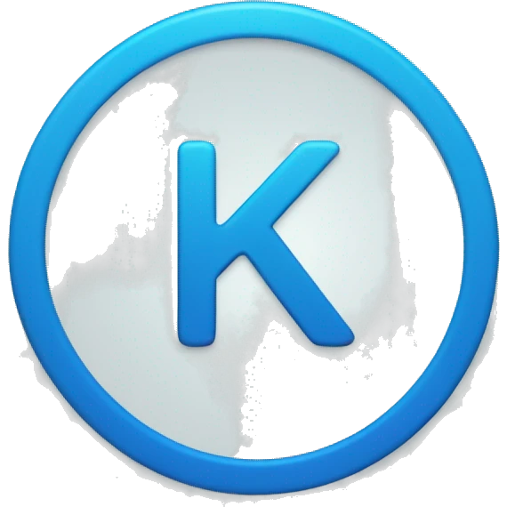 Create a circle with capital k letter in blue colour.  emoji