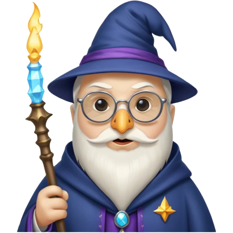 Penguin white wizard sit and wand and old man sunglasses emoji