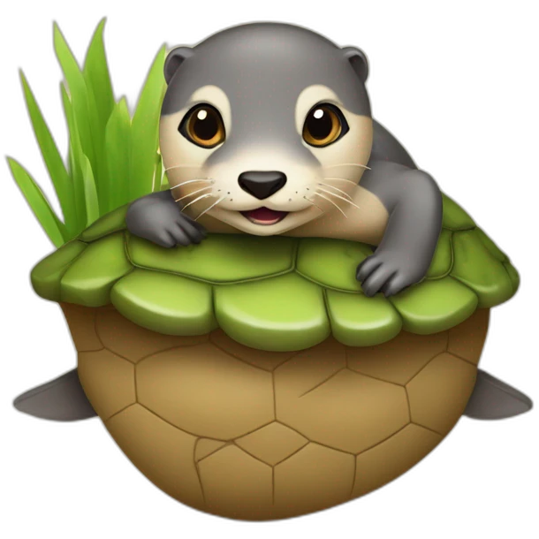 Une loutre sur une tortue emoji