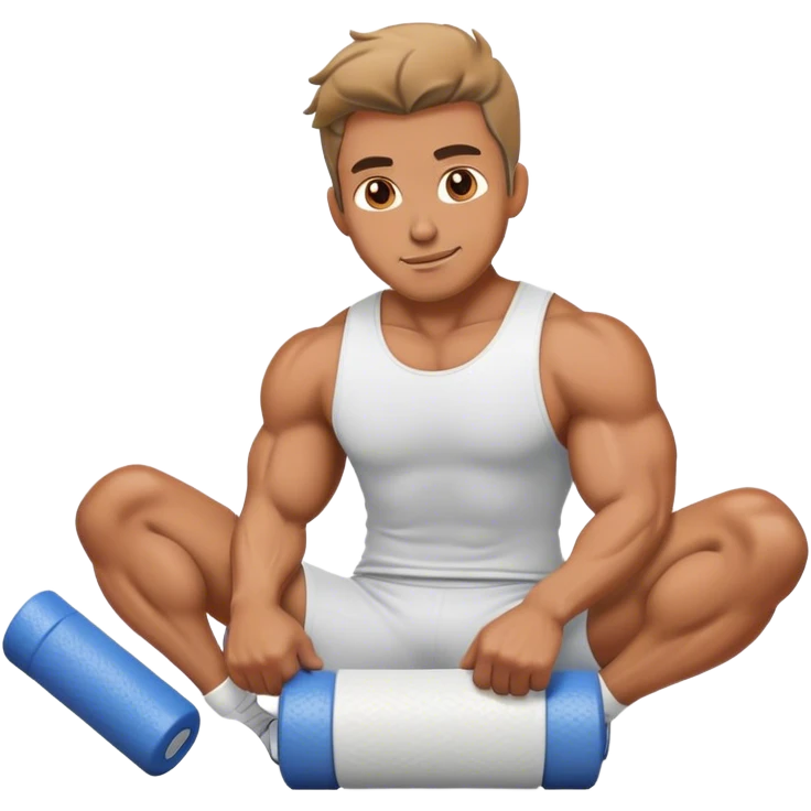 gym guy foam-rolling emoji