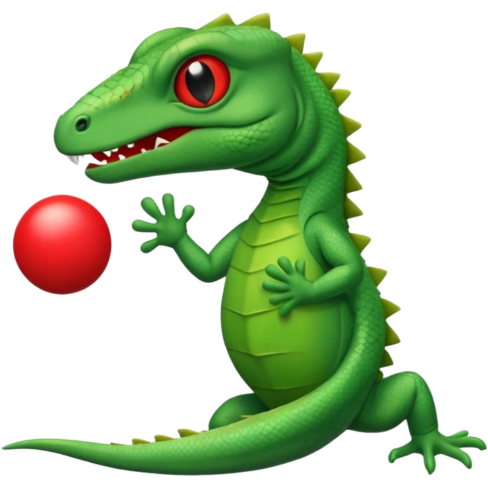 Funny lazy eye lizard that looks like a hand puppet hitting a red button emoji