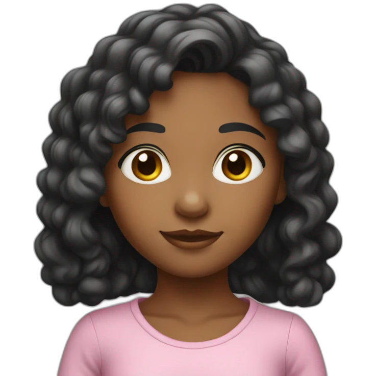 medium skin-young girl-with Hair curled  black emoji