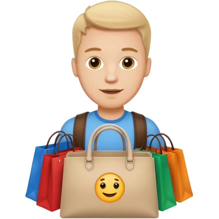 a white guy with branded bags emoji