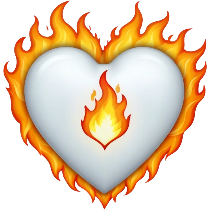 белое сердце в огне emoji