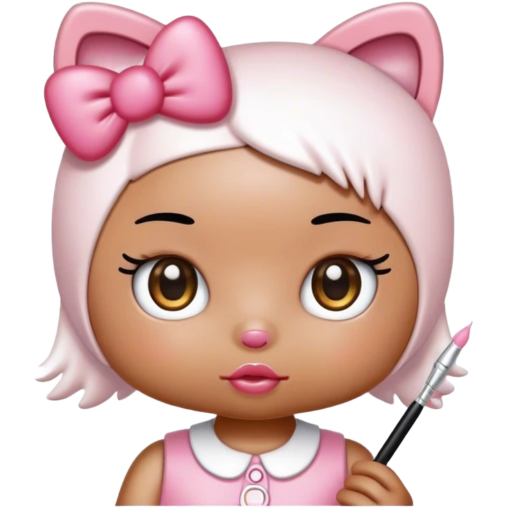  hello Kitty SANRIO, with an eyelash spoolie emoji