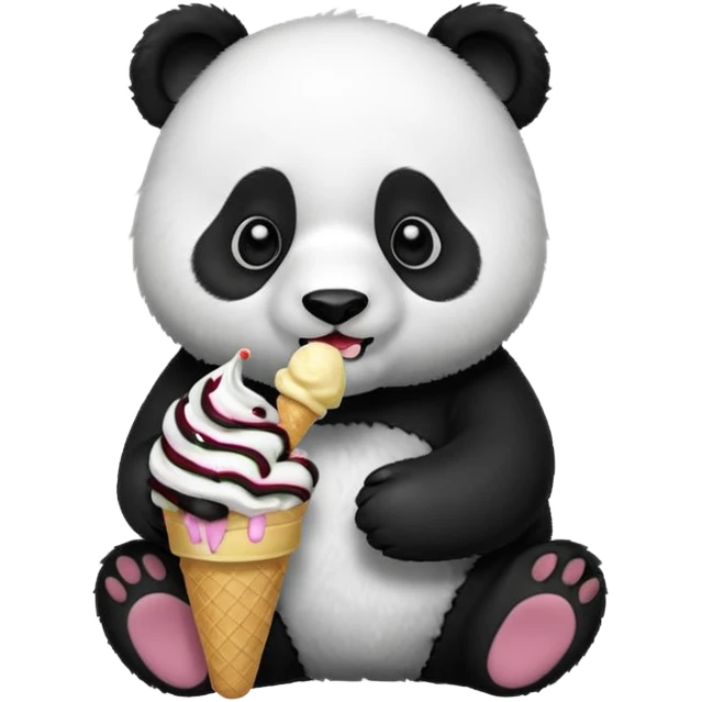 Panda eating ice cream emoji