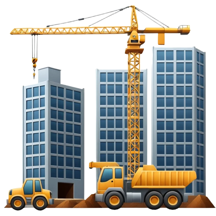 Construction site with crane and building emoji