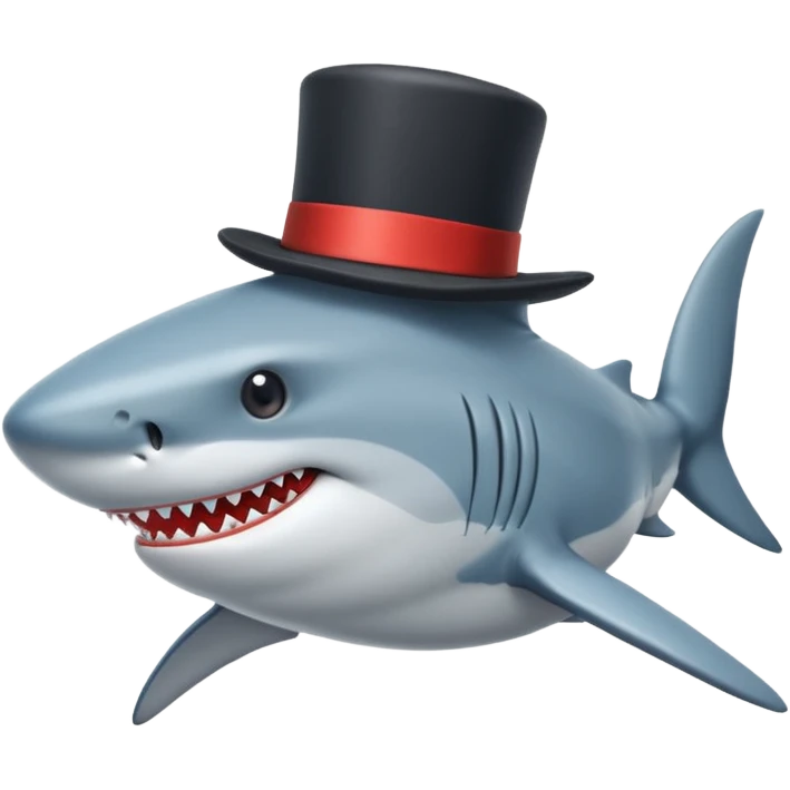 Shark with a top hat emoji
