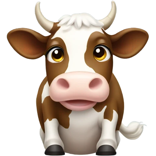 Cow sitting down waving hello emoji