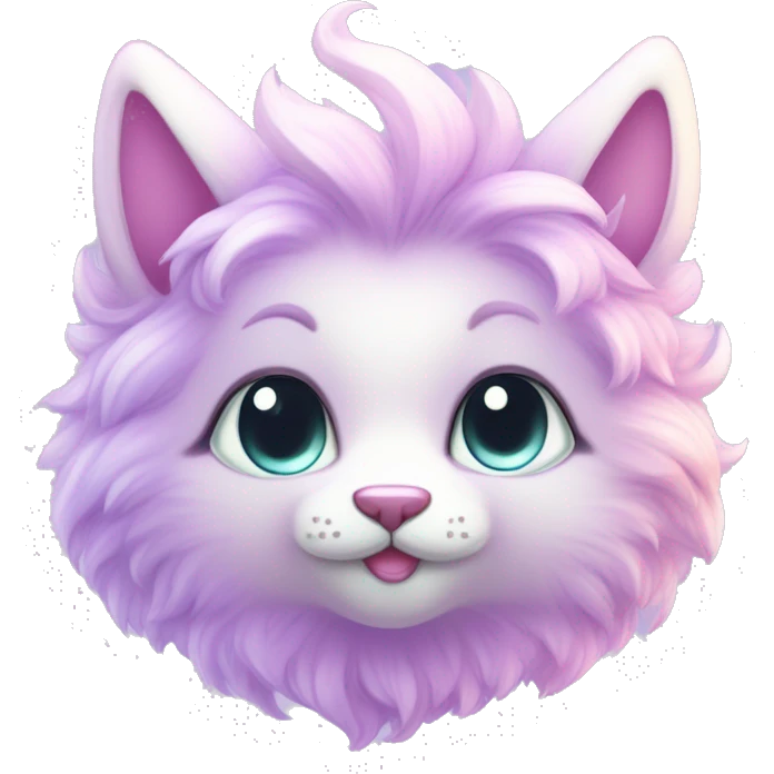 Kawaii cute gorgeous colorful sparkly bright light pastel lilac-pink-white-gradient fantasy ethereal fursona animal creature emoji