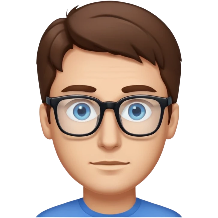 man with blue eyes brown hair with rectangle glasses  emoji