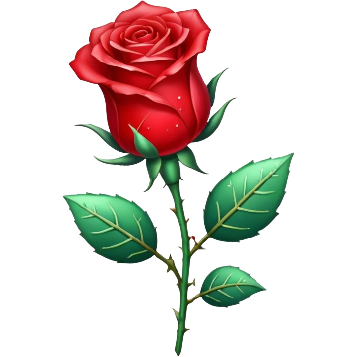 Red chrystalised rose and stem emoji