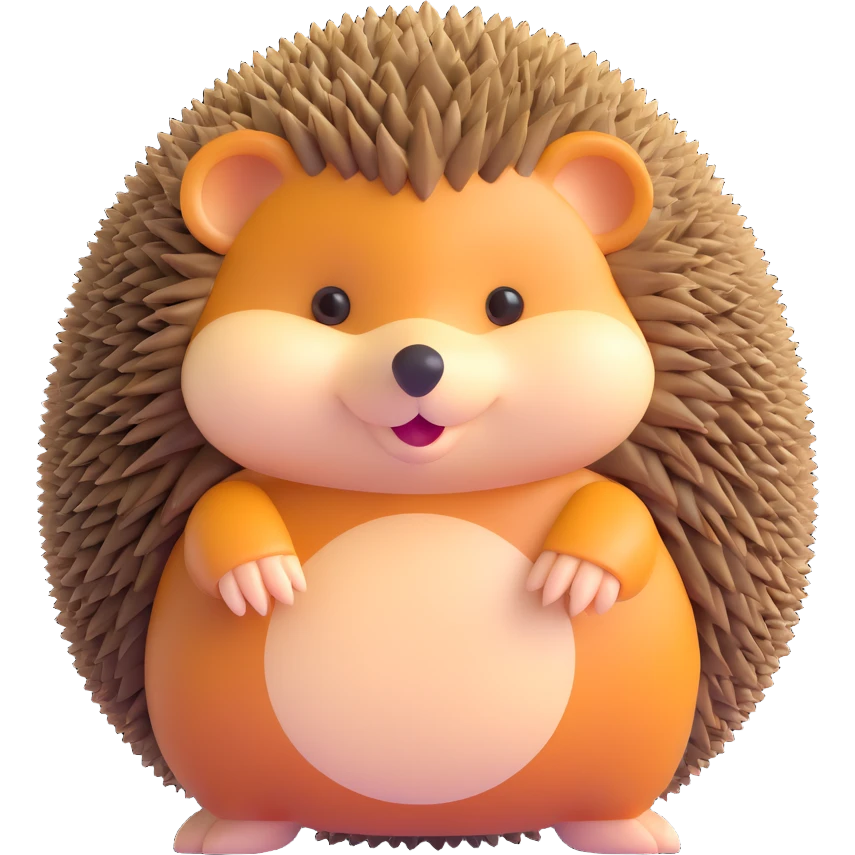 small cute hedgehog with round body, brown spines, pointed nose and tiny legs emoji