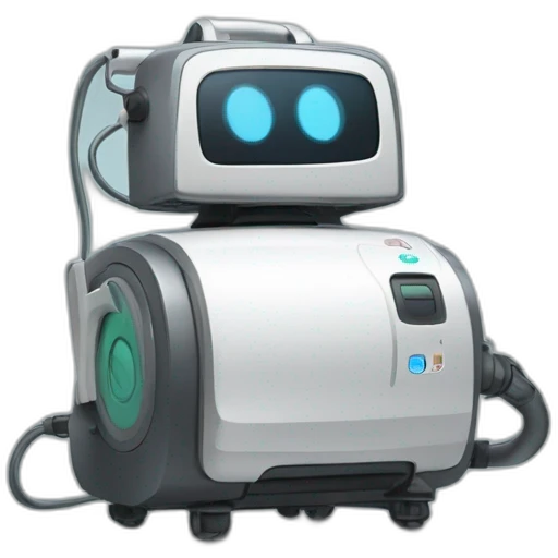 Chat sur un aspirateur robot emoji