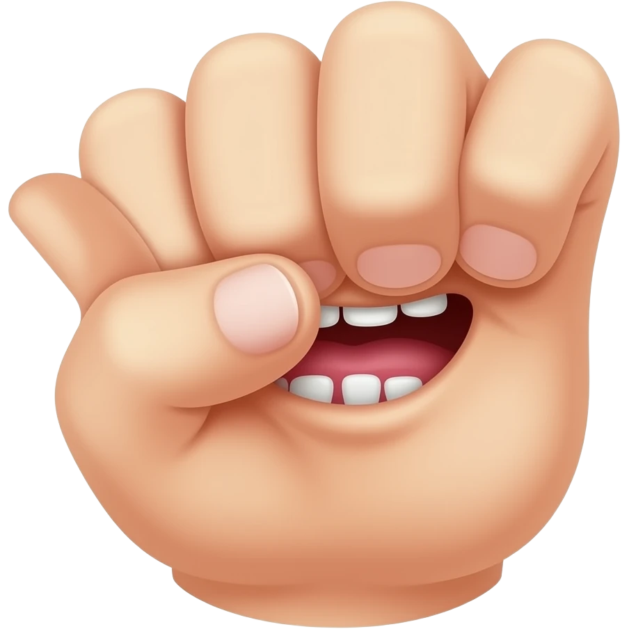 dito della mano fra i denti mentre fai l'occhiolino emoji
