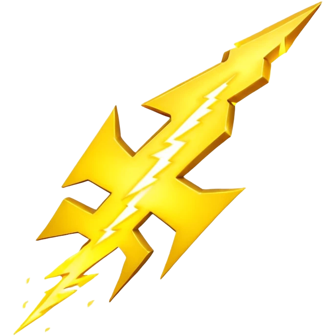 3D render of Lightning Bolt, miniature weather phenomenon, volumetric particle effects, jagged glowing bright yellow plasma strike, elemental energy, emoji style, isolated on white background --v 6.0. emoji