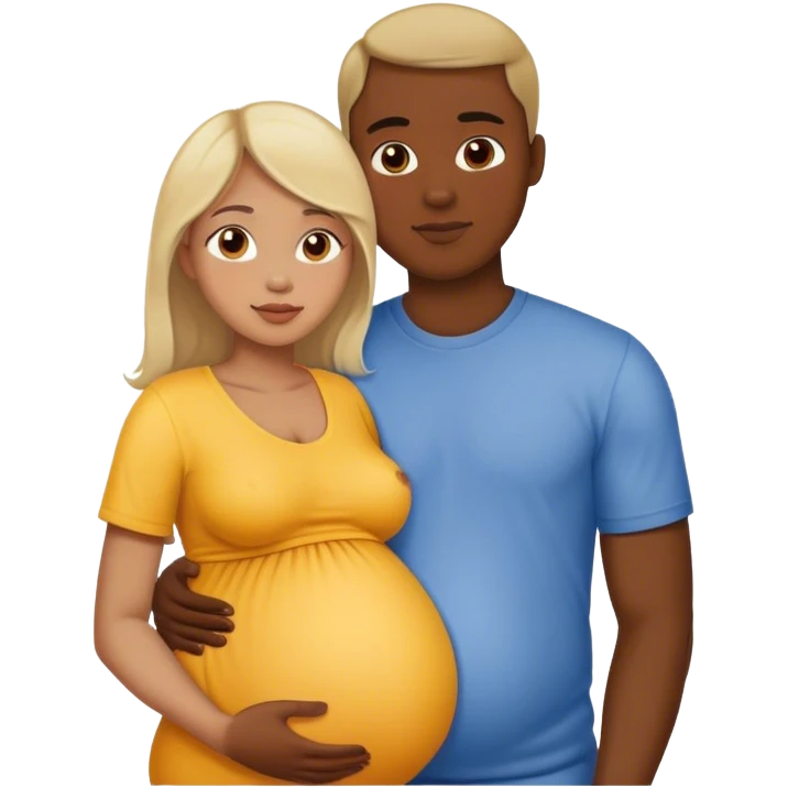 dark pregnant woman and light guy emoji