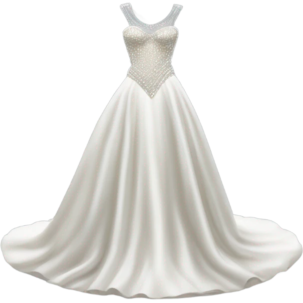 Hyper Realistic ornate 
Minimalistic diamonds and pearls Wedding dress displays emoji