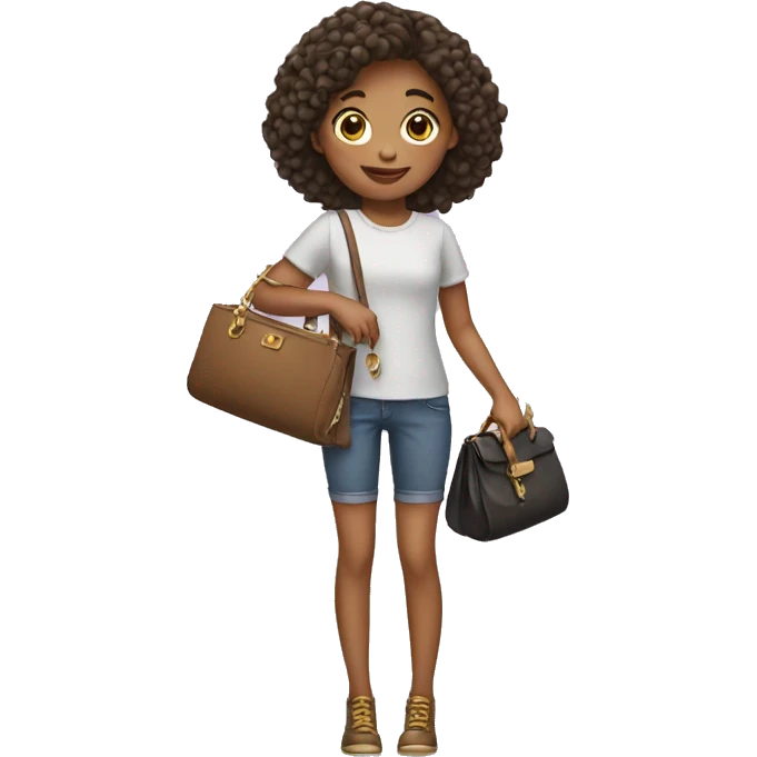 girl with purse in her hand pays emoji