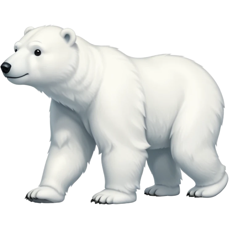 full body polar bear walking, simple, white fur, cute face emoji