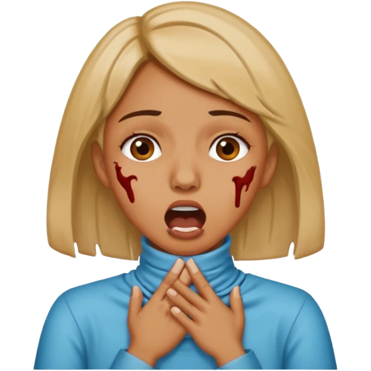 female choking her neck with hands with mouth opened emoji emoji