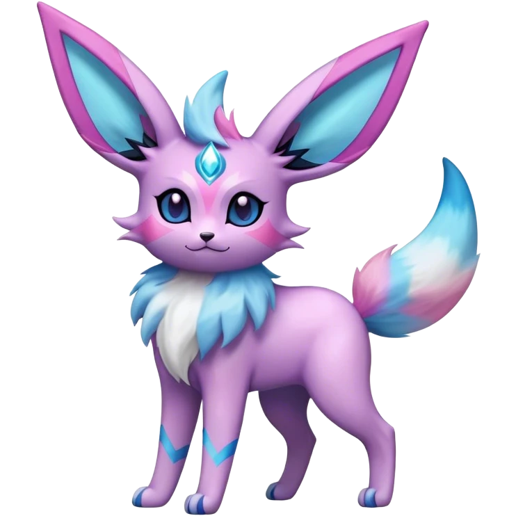 Fluffy celestial Glaceon-Espeon-Sylveon-Umbreon-hybrid, full body emoji