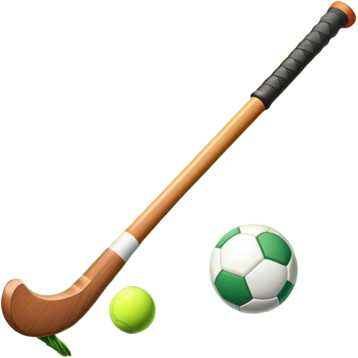 green grass, field hockey stick, field hockey ball emoji