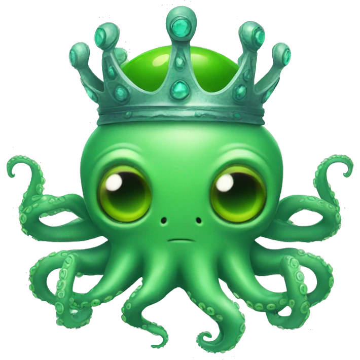green Alien Octopus with crown emoji
