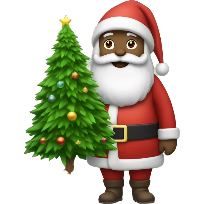 santa claus with a christmas tree emoji