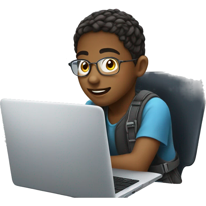 Children 14 years old programming on a laptop emoji